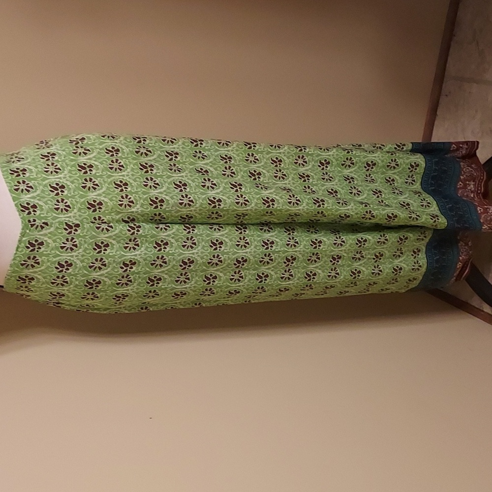 Zara Green Patterned Wide-Leg Pants